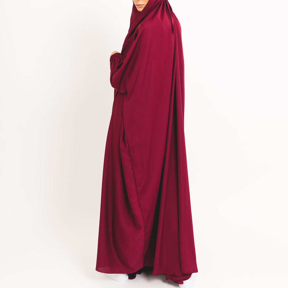 Khimar aux baies avec poignets élastiques et attache sécurisée au dos